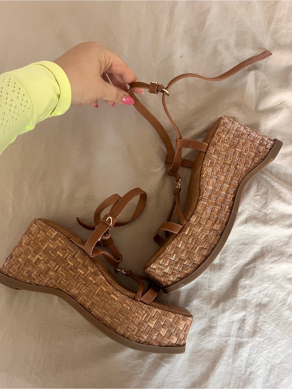 Circus by Sam Edelman Tan Woven Platform Sandals